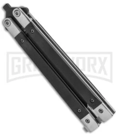 Bear & Son Black G-10 Balisong Butterfly Knife - Black Plain -Best Knifes Shop Bear and Son Butterfly Knife Black G 10 Black G17B BHQ 92673 jr spine large