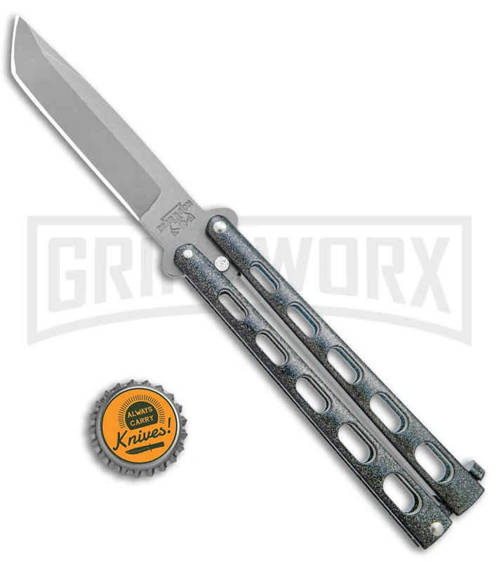 Bear & Son 114 Galaxy Butterfly Knife - Stonewash Tanto Plain 6 Bear & Son 114 Galaxy Butterfly Knife - Stonewash Tanto Plain - Image 4