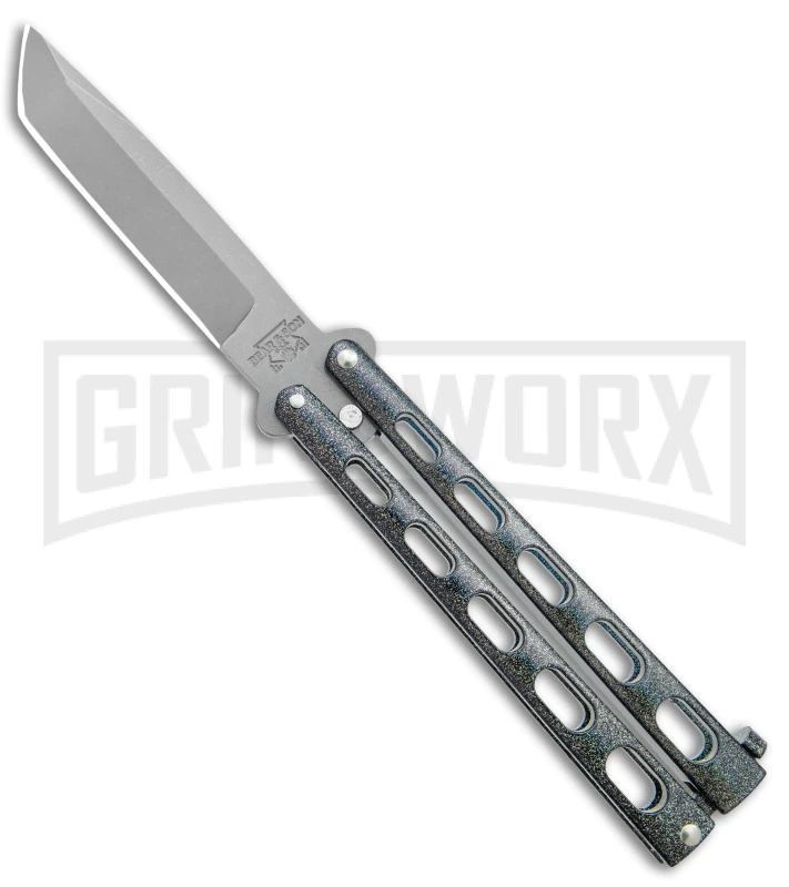 Bear & Son 114 Galaxy Butterfly Knife - Stonewash Tanto Plain 3 Bear & Son 114 Galaxy Butterfly Knife - Stonewash Tanto Plain