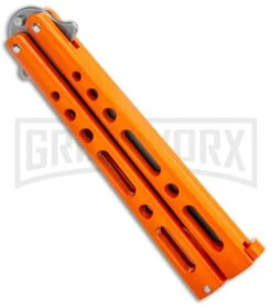 Bear & Son Butterfly Knife Orange Steel - Clip Point Plain -Best Knifes Shop Bear and Son Butterfly Orange SW BHQ 135322 jr side large
