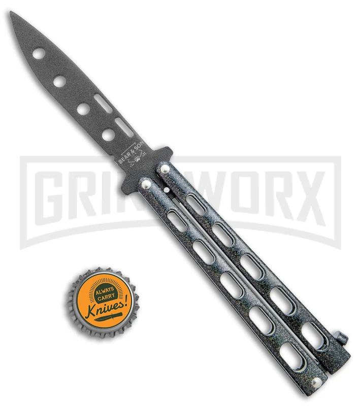 Bear & Son 115 Galaxy Butterfly Knife - Black Dull 6 Bear & Son 115 Galaxy Butterfly Knife - Black Dull - Image 4