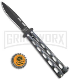 Bear & Son 115GX Galaxy Butterfly Knife - Black Plain -Best Knifes Shop Bear and Son Large Butterfly Galaxy Black BHQ 141493 jr bottlecap large