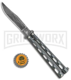 Bear And Son Knives 114GXD Galaxy Balisong Butterfly Knife - Damascus Plain -Best Knifes Shop Bear and Son Large Butterfly Galaxy Damascus BHQ 142578 jr bottlecap large