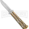Bear & Son 117 Gold Stonewash Butterfly Knife - Stonewash Plain -Best Knifes Shop Bear and Son Large Butterfly Gold SW BHQ 140254 jr large