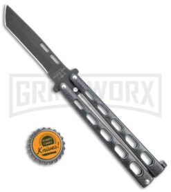 Bear & Son 115 Galaxy Butterfly Knife - Black Tanto Plain -Best Knifes Shop Bear and Son Large Butterfly Tanto Galaxy Black BHQ 141492 jr bottlecap large