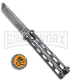 Bear & Son 114 Galaxy Butterfly Knife - Damascus Tanto Plain -Best Knifes Shop Bear and Son Large Butterfly Tanto Galaxy Damascus BHQ 141496 jr bottlecap large