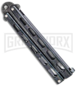 Bear & Son 114 Galaxy Butterfly Knife - Damascus Tanto Plain -Best Knifes Shop Bear and Son Large Butterfly Tanto Galaxy Damascus BHQ 141496 jr side large