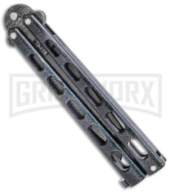 Bear & Son 114 Galaxy Butterfly Knife - Damascus Tanto Plain -Best Knifes Shop Bear and Son Large Butterfly Tanto Galaxy Damascus BHQ 141496 jr spine large