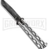 Bear And Son Knives SS14 Large Balisong Butterfly Knife - Tanto Damascus -Best Knifes Shop Bear and Son Tanto Butterfly SS Damascus SS14AD BHQ 88455 jr large
