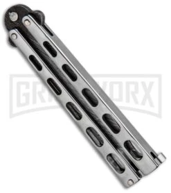 Bear And Son Knives SS14 Large Balisong Butterfly Knife - Tanto Damascus -Best Knifes Shop Bear and Son Tanto Butterfly SS Damascus SS14AD BHQ 88455 jr side large