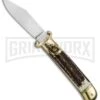 SKM 8" Shot Shell Puller Stag Lever Lock Knife - Clip Point Polish 1 SKM 8" Shot Shell Puller Stag Lever Lock Knife - Clip Point Polish -Best Knifes Shop Beltrame Knives LL Italian Auto Stag Brass BP 27022 jr large