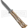 Benchmark Gold Epoxy Steel Butterfly Knife - Stonewash Plain -Best Knifes Shop Benchmark Butterfly Gold Stonewash BHQ 138079 td large