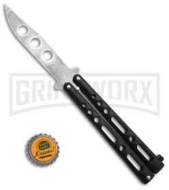 Benchmark Black Butterfly Trainer Knife - Stonewash Dull -Best Knifes Shop Benchmark Butterfly Rrainer Black SW BHQ 137773 td size large