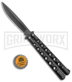 Black Balisong Butterfly Knife - (9.60" Black) 9 Black Balisong Butterfly Knife - (9.60" Black) -Best Knifes Shop Black Balisong Butterfly Black GX 37517 jr bottlecap large