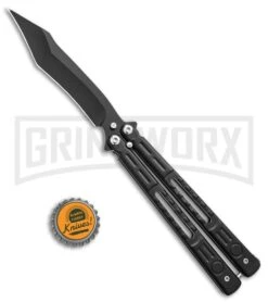Chalkhill Balisong Butterfly Knife - Black Tanto Skeletonized -Best Knifes Shop Black Balisong Clip Point Butterfly Knife Black Finish GX 37653 td size large