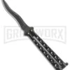 Scoundrel Black Balisong Butterfly Knife Kriss - Black Plain -Best Knifes Shop Black Butterfly Balisong Kriss Blade Black GX 3066 jr large