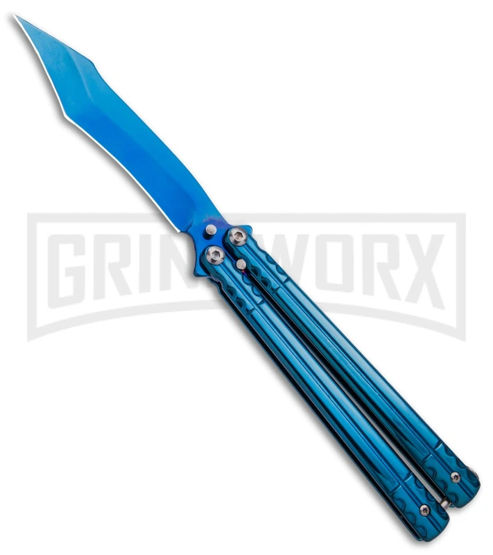 Chalkhill Balisong Black Butterfly Knife - Blue Tanto 3 Chalkhill Balisong Black Butterfly Knife - Blue Tanto
