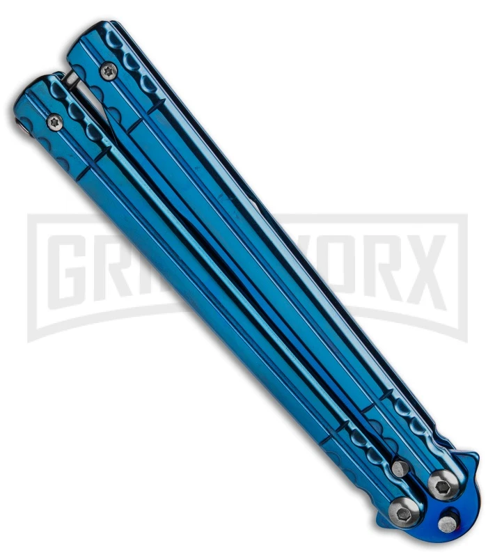 Chalkhill Balisong Black Butterfly Knife - Blue Tanto 5 Chalkhill Balisong Black Butterfly Knife - Blue Tanto - Image 3