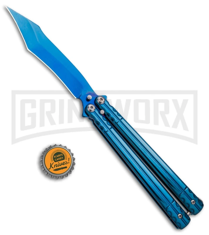 Chalkhill Balisong Black Butterfly Knife - Blue Tanto 6 Chalkhill Balisong Black Butterfly Knife - Blue Tanto - Image 4