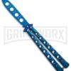 Blue Balisong Trainer Butterfly Knife - Blue Dull -Best Knifes Shop Blue Balisong Trainer Butterfly Knife Blue Finish GX 37659 td large