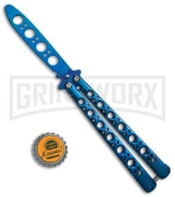 Blue Balisong Trainer Butterfly Knife - Blue Dull -Best Knifes Shop Blue Balisong Trainer Butterfly Knife Blue Finish GX 37659 td size large