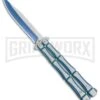 Blue Bone Balisong Drop Point Butterfly Knife - 2 Tone Plain -Best Knifes Shop Blue Bone Balisong DP Butterfly TT Plain GX 37371 jr large