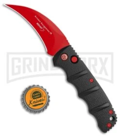 Boker Kalashnikov Black Widow Automatic Knife - Hawkbill Red Plain -Best Knifes Shop Boker Black Widow Hawkbill Kalashnikov Auto Black Red 01KALS70NSOI BHQ 103274 jr bottlecap large