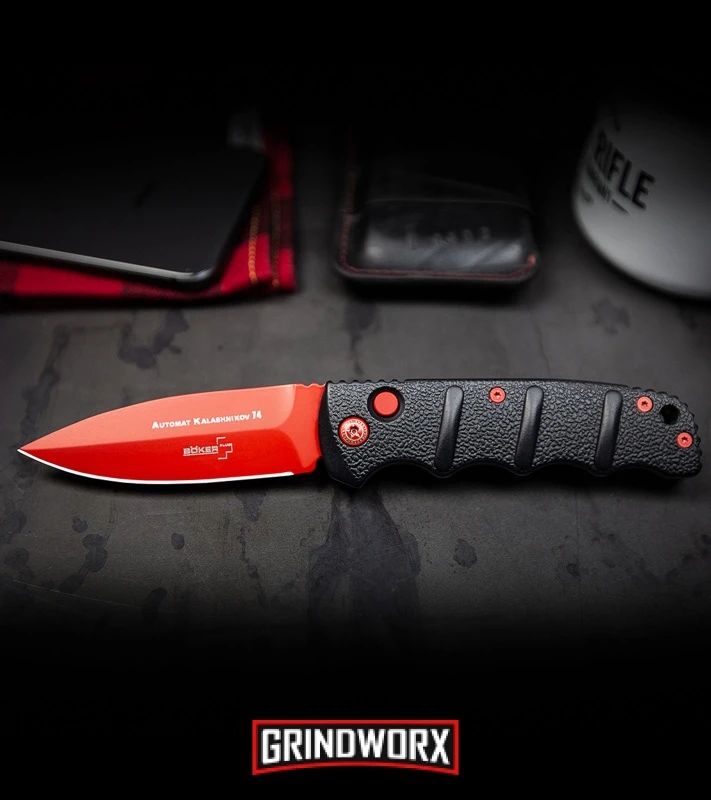 Boker Kalashnikov Black Widow Automatic Knife - D2 Dagger Red Plain 8 Boker Kalashnikov Black Widow Automatic Knife - D2 Dagger Red Plain - Image 6