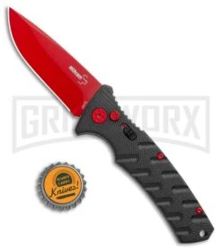 Boker Plus Black Widow Strike Automatic Knife - Drop Point Red -Best Knifes Shop Boker Black Widow Strike Drop DP Black Red 01BO434NSOI BHQ 97030 jr bottlecap large
