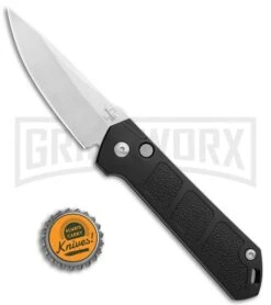 Boker Kihon Black Automatic Knife - Stonewash Plain -Best Knifes Shop Boker Burnley Kihon DP Auto SW BHQ 101389 jr bottlecap large