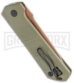 Boker Kihon OD Green Automatic Knife - Copper Plain -Best Knifes Shop Boker Burnley Kihon Desert Warrior DP Auto Copper D2 01BO955NSOI BHQ 101391 jr side large