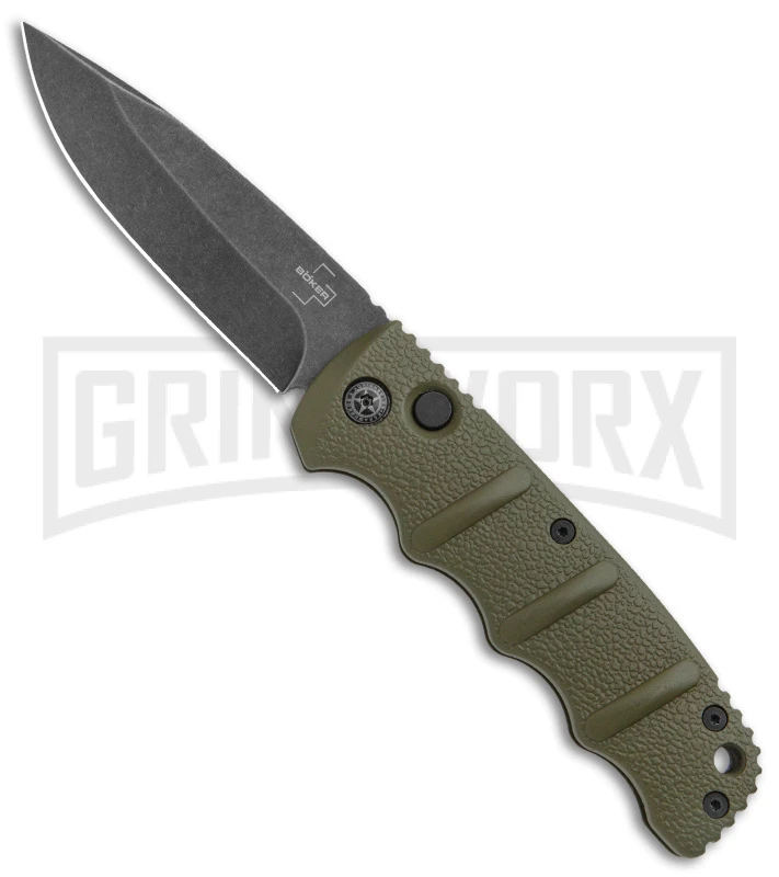 Boker Kalashnikov OD Green Automatic Knife - Drop Point Smokewash Plain 3 Boker Kalashnikov OD Green Automatic Knife - Drop Point Smokewash Plain
