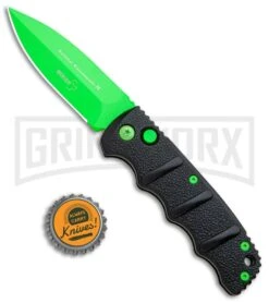 Boker Kalashnikov Automatic Knife - D2 Dagger Electric Green Plain -Best Knifes Shop Boker Kalashnikov Black Widow Green jr bottlecap large