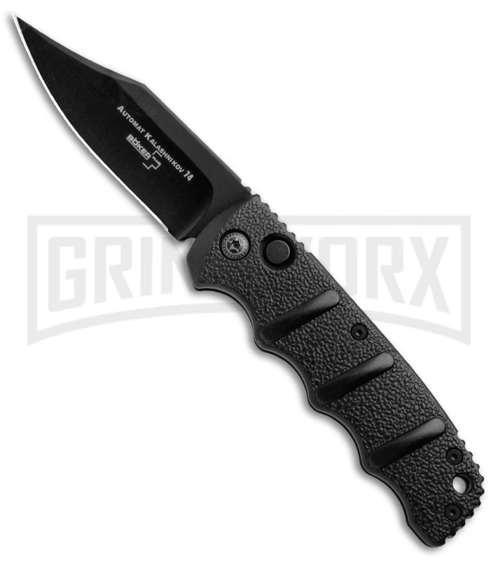 Boker Kalashnikov Black Bowie Automatic Knife - D2 Black Plain 3 Boker Kalashnikov Black Bowie Automatic Knife - D2 Black Plain