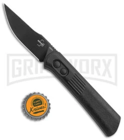 Boker Lundquist Alluvial Black Aluminum Automatic Knife - Black Plain -Best Knifes Shop Boker Lundquist Alluvial Auto Black Aluminum Black BHQ 125068 jr bottlecap large