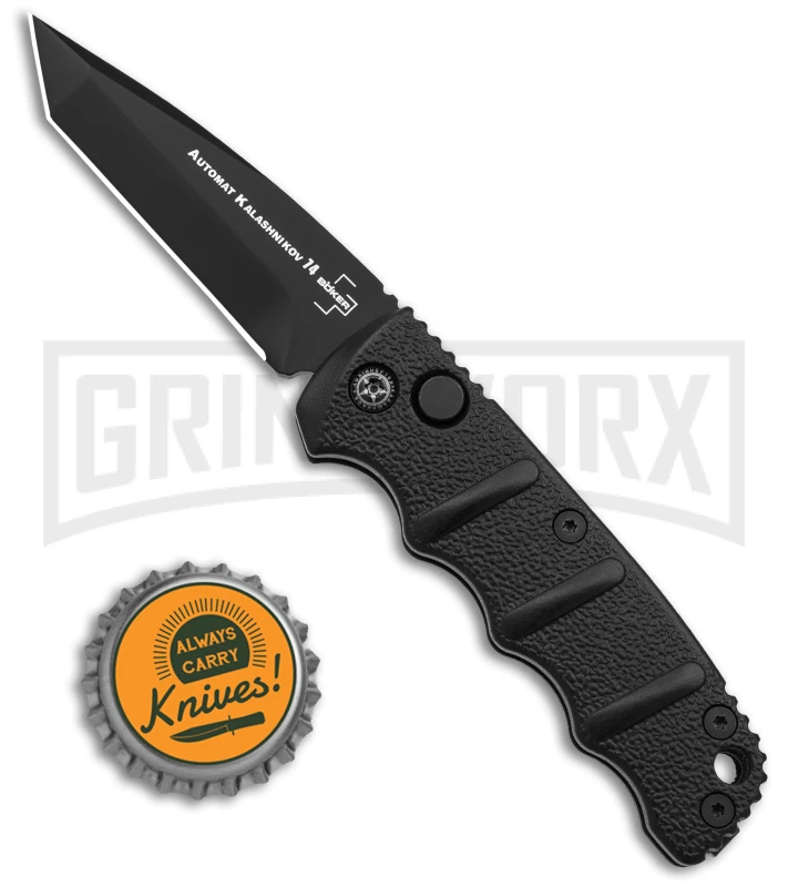 Boker Mini Kalashnikov Black Automatic Knife - Tanto Black Plain 6 Boker Mini Kalashnikov Black Automatic Knife - Tanto Black Plain - Image 4