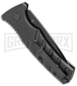 Boker Mini Strike Automatic Knife Black - Drop Point Black Plain -Best Knifes Shop Boker Mini Strike Auto Black Black 01BO436NSOI BHQ 99629 jr side large