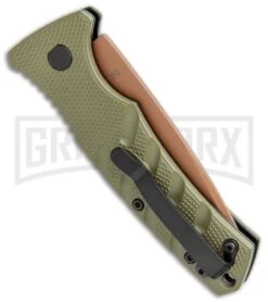 Boker Mini Strike Automatic Knife Black - Drop Point Copper Plain -Best Knifes Shop Boker Mini Strike Auto OD Green Copper 01BO438NSOI BHQ 99631 jr side large