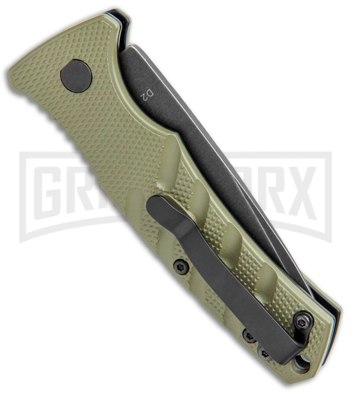 Boker Mini Strike Automatic Knife OD Green - Drop Point Black SW Plain 5 Boker Mini Strike Automatic Knife OD Green - Drop Point Black SW Plain - Image 3