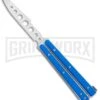 Boker Plus Mini Balisong Solid Blue Trainer Knife - Satin Dull -Best Knifes Shop Boker Plus Mini Balisong Trainer Blue G 10 Satin 01BO716SOI BHQ 99640 jr large