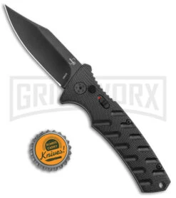 Boker Plus Strike Black Automatic Knife - Black Plain -Best Knifes Shop Boker Plus Strike Bowie Auto Black Black BHQ 125300 jr bottlecap large