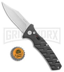 Boker Plus Strike Automatic Knife - Bowie Stonewash Plain -Best Knifes Shop Boker Plus Strike Bowie Auto Black SW 01BO429NSOI BHQ 97034 jr bottlecap large