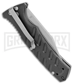 Boker Plus Strike Automatic Knife - Bowie Stonewash Plain -Best Knifes Shop Boker Plus Strike Bowie Auto Black SW 01BO429NSOI BHQ 97034 jr side large