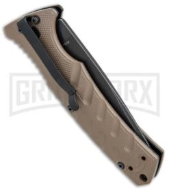 Boker Plus Strike Coyote Brown Automatic Knife - D2 Drop Point Black SW -Best Knifes Shop Boker Plus Strike drop point coyote brown black sw BHQ 67882 er side jr large
