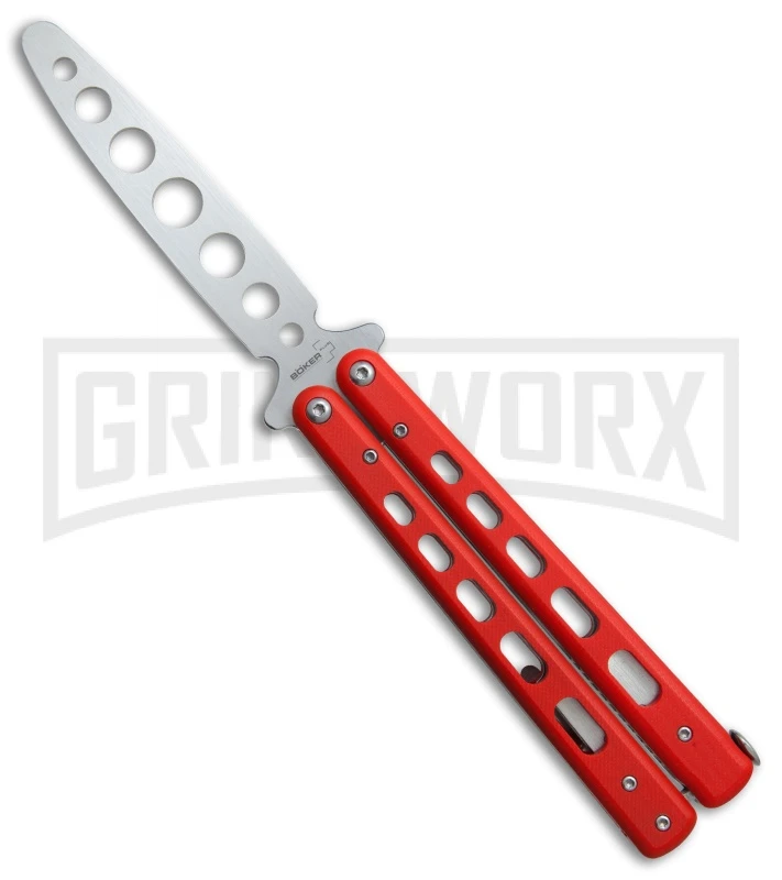Boker Plus 01BO712 Red G-10 Balisong Trainer Butterfly Trainer - Satin 3 Boker Plus 01BO712 Red G-10 Balisong Trainer Butterfly Trainer - Satin
