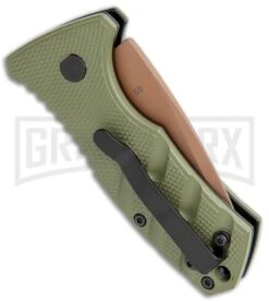 Boker Stubby Strike Automatic Knife - Desert Warrior -Best Knifes Shop Boker Stubby Strike CA Legal Auto OD Green Copper 01BO443NSOI BHQ 99649 jr side large