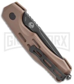 Boker Thunder Storm Automatic Knife Coyote - Blackwash Plain -Best Knifes Shop Boker Thunder Storm Auto Coyote Blak SW BHQ 110586 jr bottlecap large