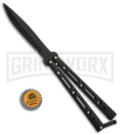 Andux Aerial Black Balisong Butterfly Knife - Black Plain -Best Knifes Shop Butterfly Black Tactical B7 BK BHQ 81119 jr bottlecap large