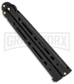 Andux Aerial Black Balisong Butterfly Knife - Black Plain -Best Knifes Shop Butterfly Black Tactical B7 BK BHQ 81119 jr side large