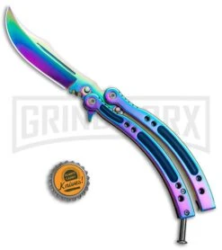 Andux CS Spectrum Balisong Butterfly Knife W/ Blue Inlays - Bowie Spectrum Plain -Best Knifes Shop Butterfly Spectrum BF310477 5 BHQ 81133 jr bottlecap large